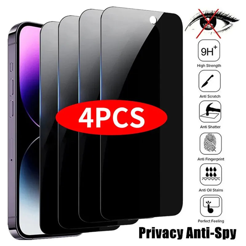 Pellicola salvaschermo vetro temperato Privacy 4 pezzi per iPhone