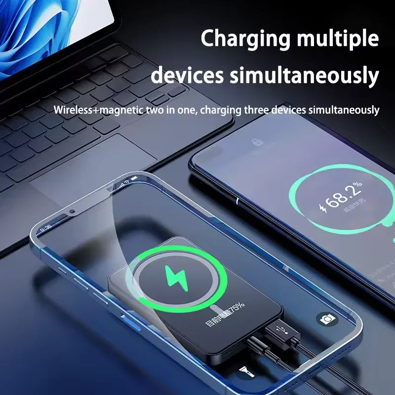 PowerBank per batteria esterna portatile a ricarica rapida con batteria magnetica wireless per Huawei Samsung iPhone