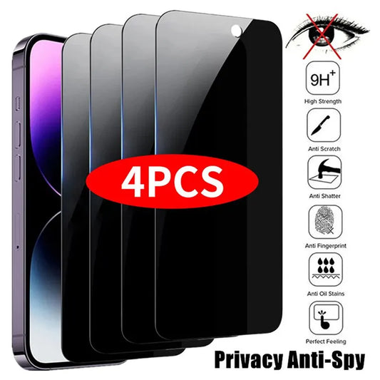 Pellicola salvaschermo vetro temperato Privacy 4 pezzi per iPhone