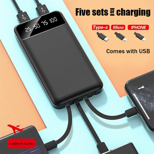 Power Bank portatile con 4 cavi integrati
